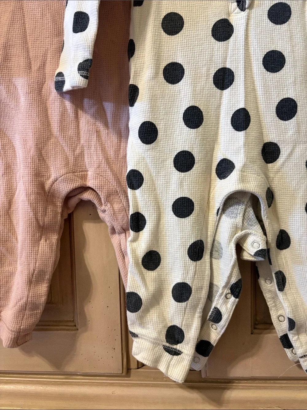 Old Navy White One-Piece with Black Polka Dots & Pink One-Piece Set